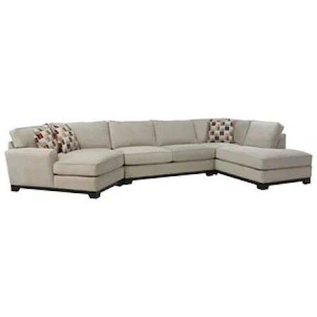  Casual 4-Piece Chaise Sectional (Shown in-store in Gray Fabric with different pillows)